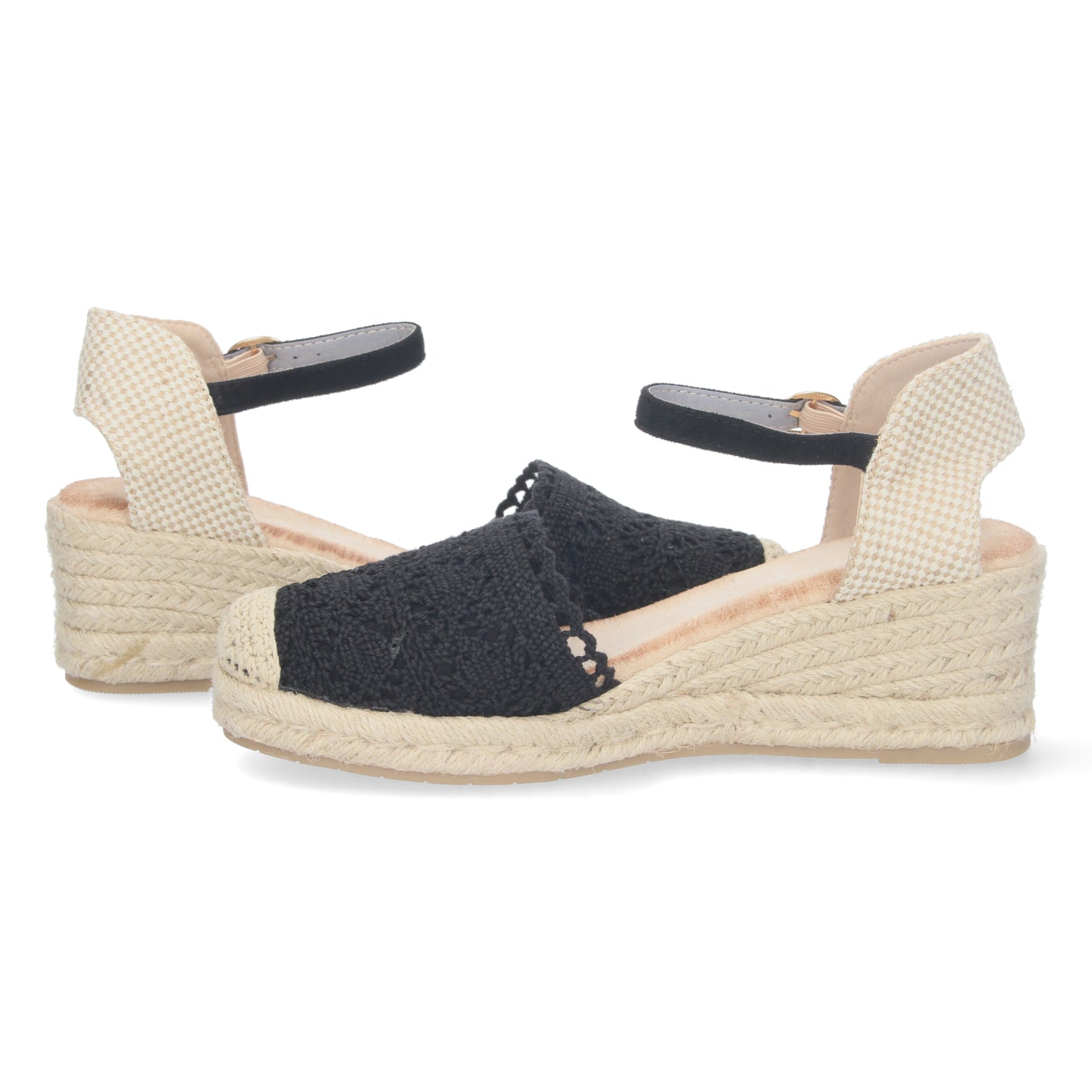 Sandalias de cuña, alpargatas de cuña, sandalias esparteras, sandalias tendencia verano 2023, descubre los cupones descuento de Let’s Secrets CF-2199-Negro