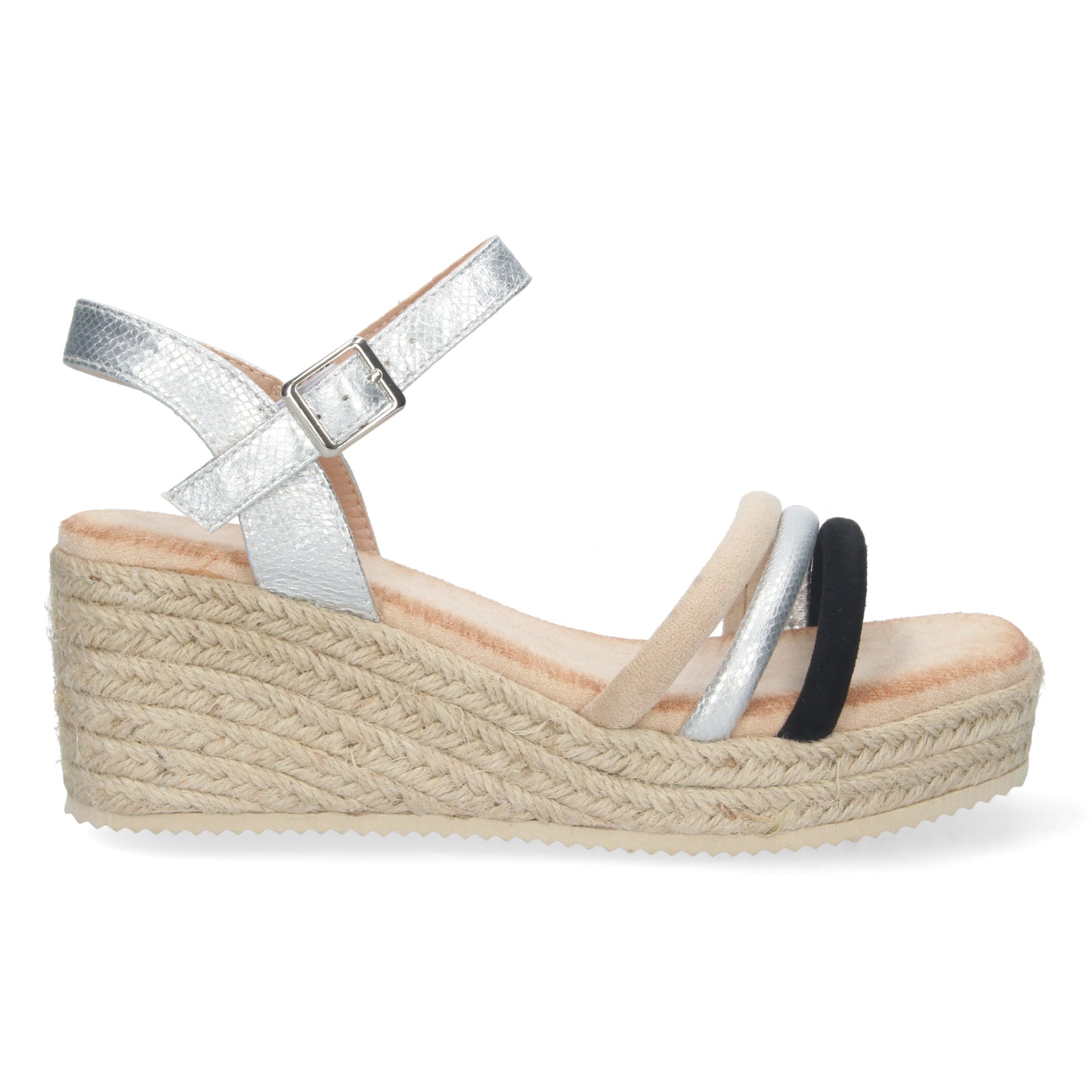 Sandalias tipo alpargatas para mujer, alpargatas plata, alpargatas con cuña para mujeres, temporada verano 2023, de Let's SecretsCF-2288-Plata