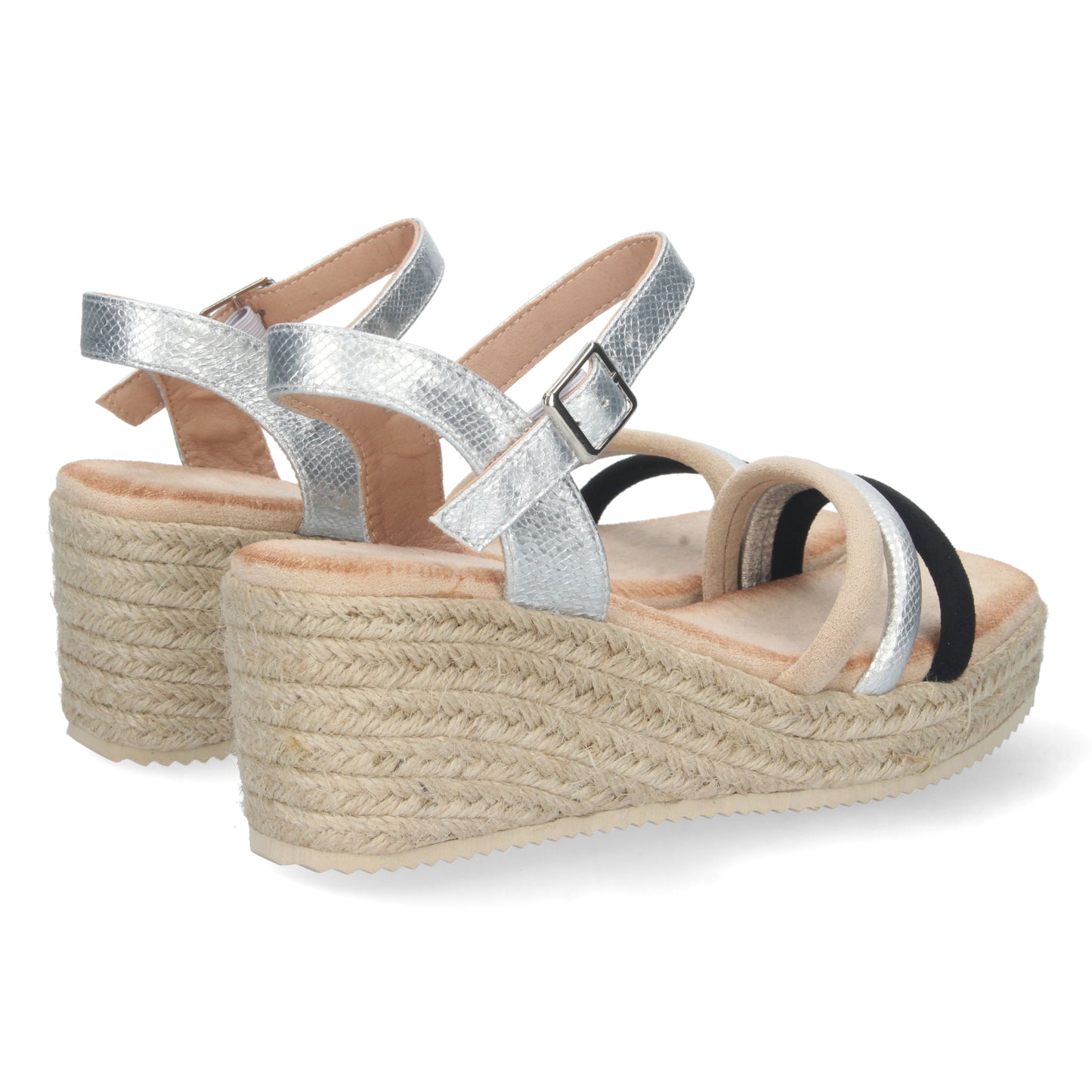 Sandalias tipo alpargatas para mujer, alpargatas plata, alpargatas con cuña para mujeres, temporada verano 2023, de Let's SecretsCF-2288-Plata
