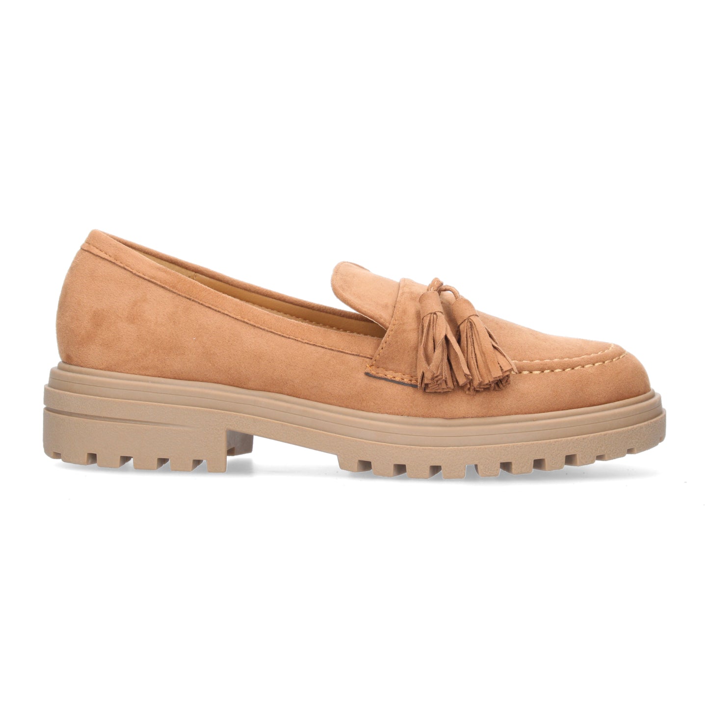 Mocasín Plano para Mujer Cómodo con Suela Dentada material aterciopelado y Detalle en el Empeine.