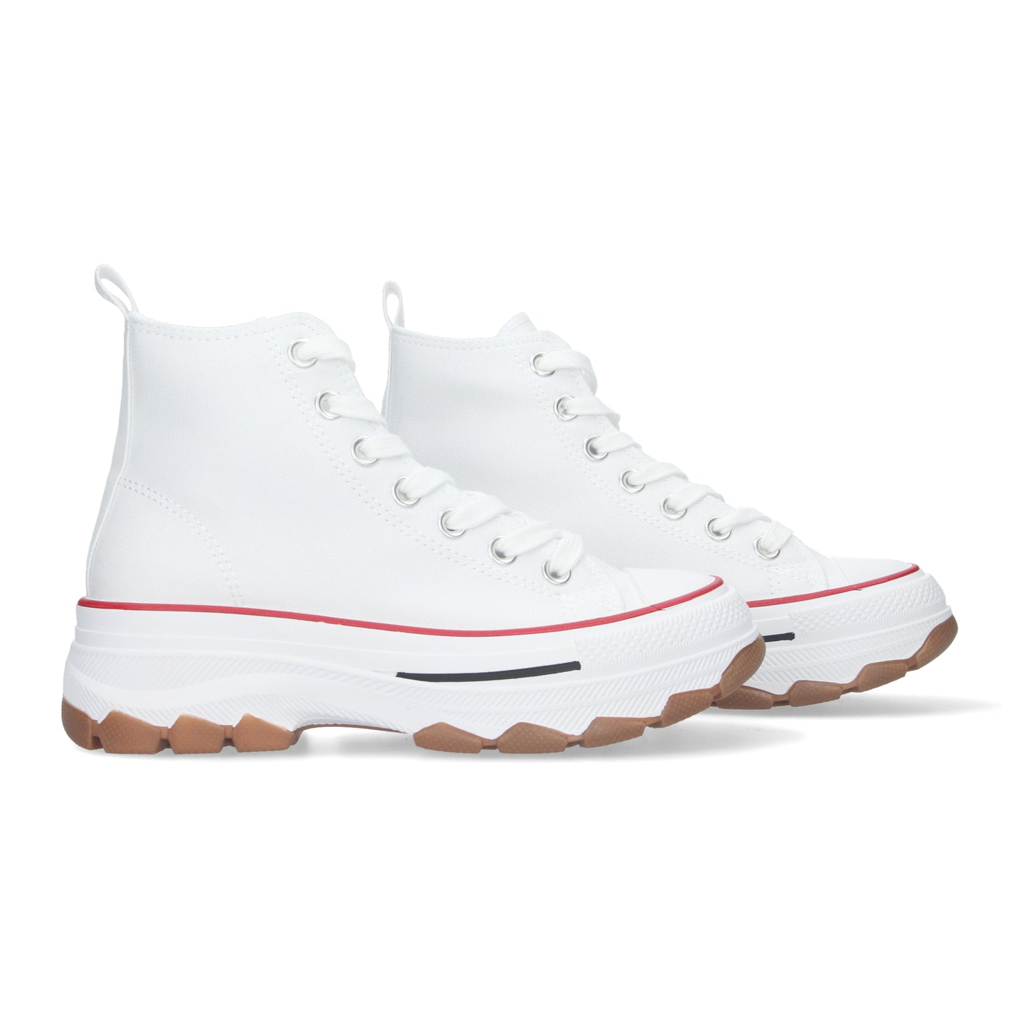 Zapatilla Abotinada de Plataforma para Mujer Cómoda Estilo Bamba Material de Lona y Cierre de Cordones