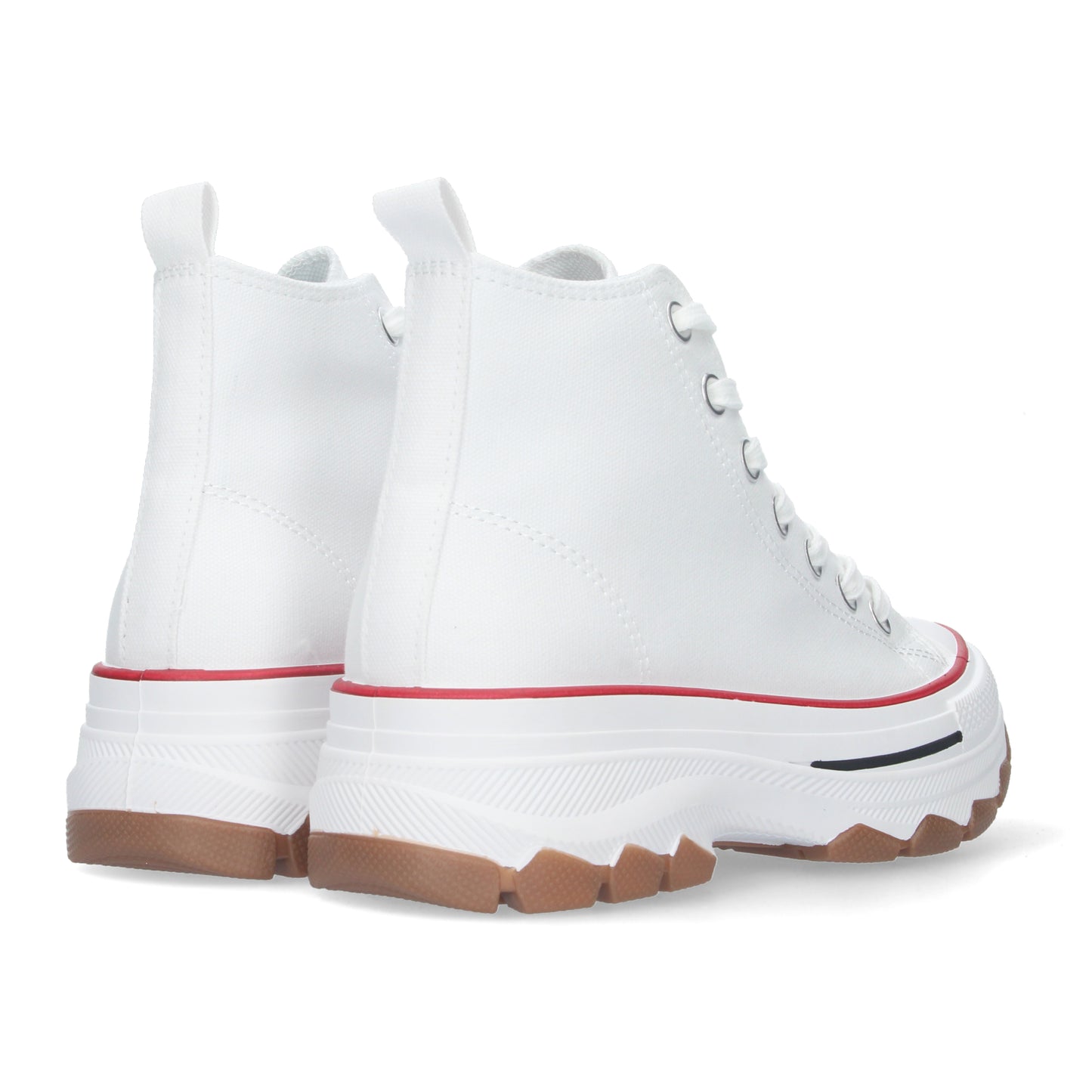 Zapatilla Abotinada de Plataforma para Mujer Cómoda Estilo Bamba Material de Lona y Cierre de Cordones