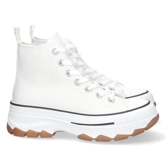 Zapatillas blancas, zapatillas tipo convers, zapatillas de tenis de mujer, descubre los cupones de Let's SecretsEV-100-Blanco