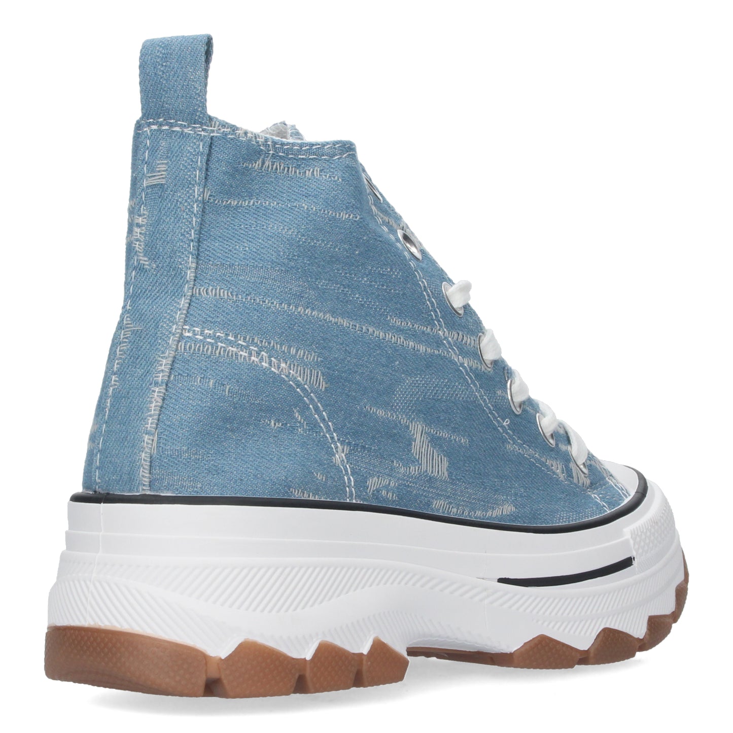 Zapatilla Abotinada de Plataforma para Mujer Comoda Jeans Estilo Bamba Material de Lona y Cierre de Cordones