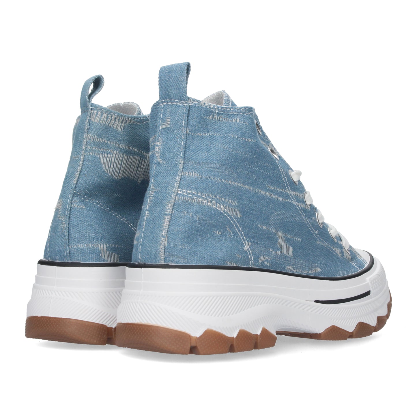 Zapatilla Abotinada de Plataforma para Mujer Comoda Jeans Estilo Bamba Material de Lona y Cierre de Cordones