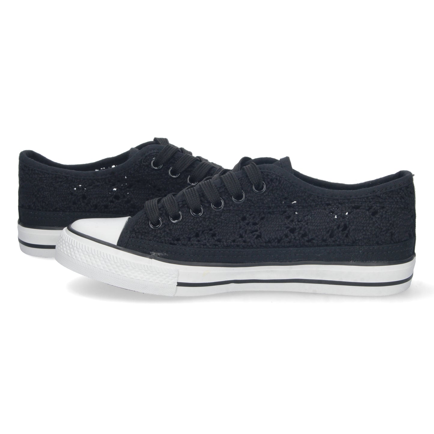 Zapatilla Plana para Mujer Cómoda Estilo Bamba con Material Bordado y Calado Transpirable y Cierre de Cordones