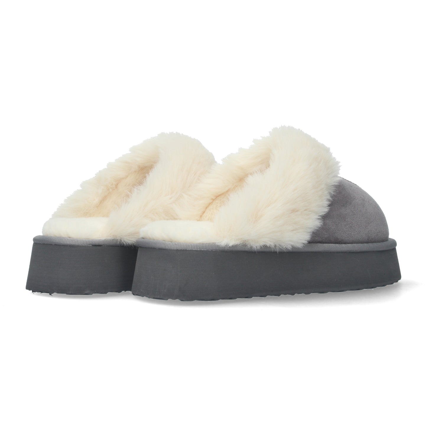 Zapatilla de casa estilo australiano cálidas forradas de pelo de plataforma y puntera redonda.