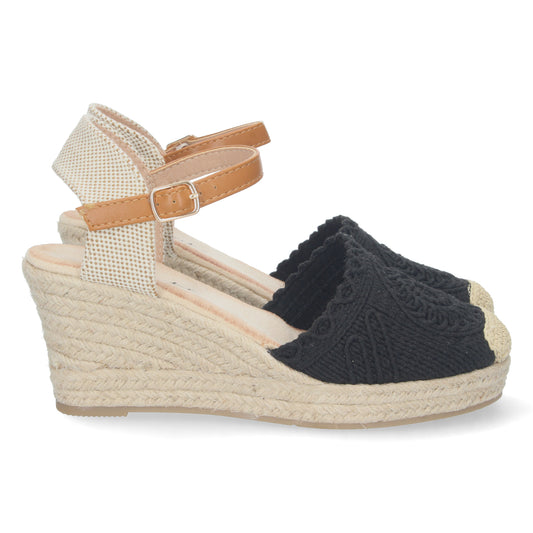 Sandalias con cuña para mujer, alpargatas con cuña negras, alpargatas negras, sandalias negras, Sandalias planas de verano 2023 para mujer, sandalias de mujeres, descubre los cupones de Let's SecretsJSZ186-Negro