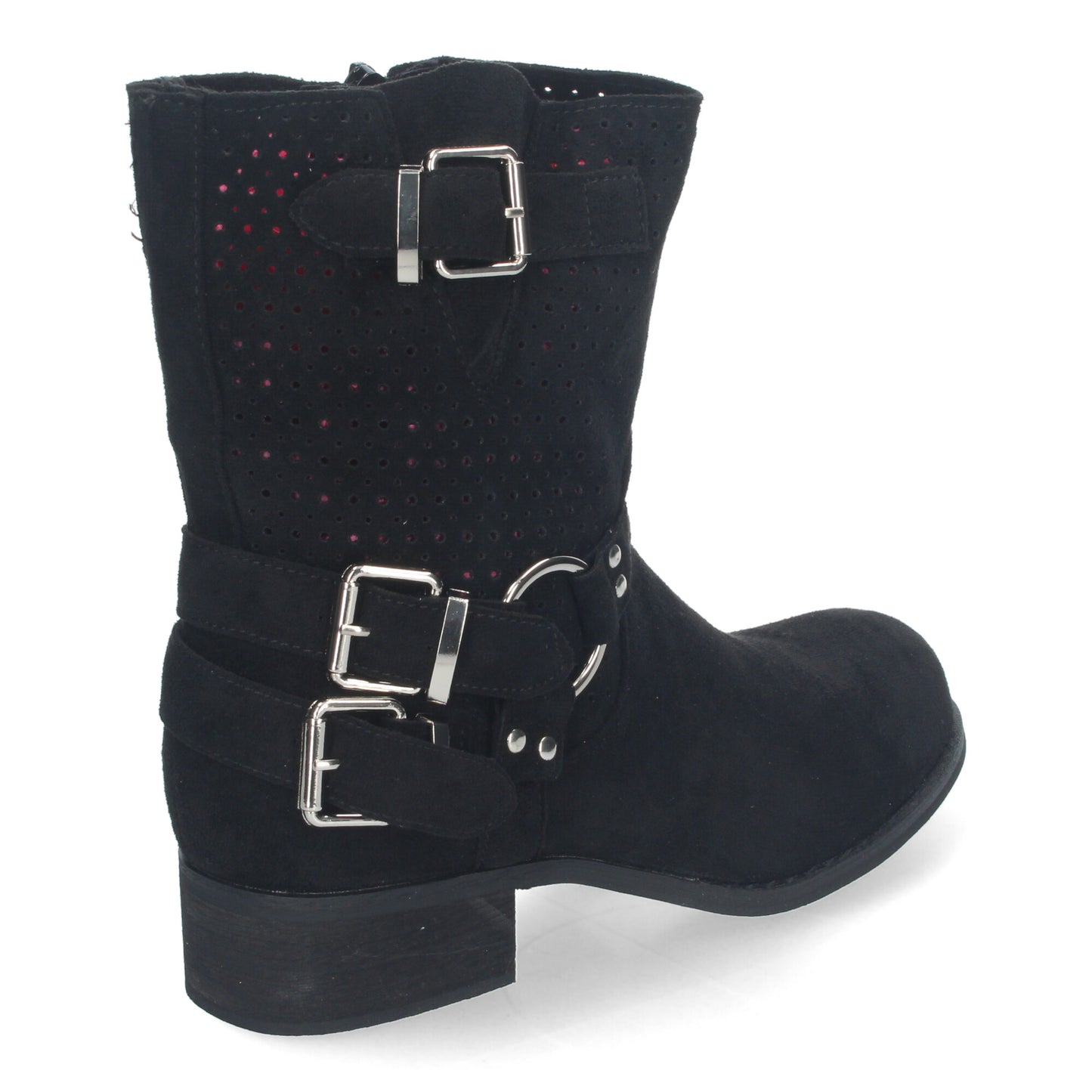 Botines de Mujer con Tacón Bajo y Adornos de Hebillas Estilo Casual Caña Calada Cremallera Lateral Punta Redonda Perfectos para Toda Ocasión