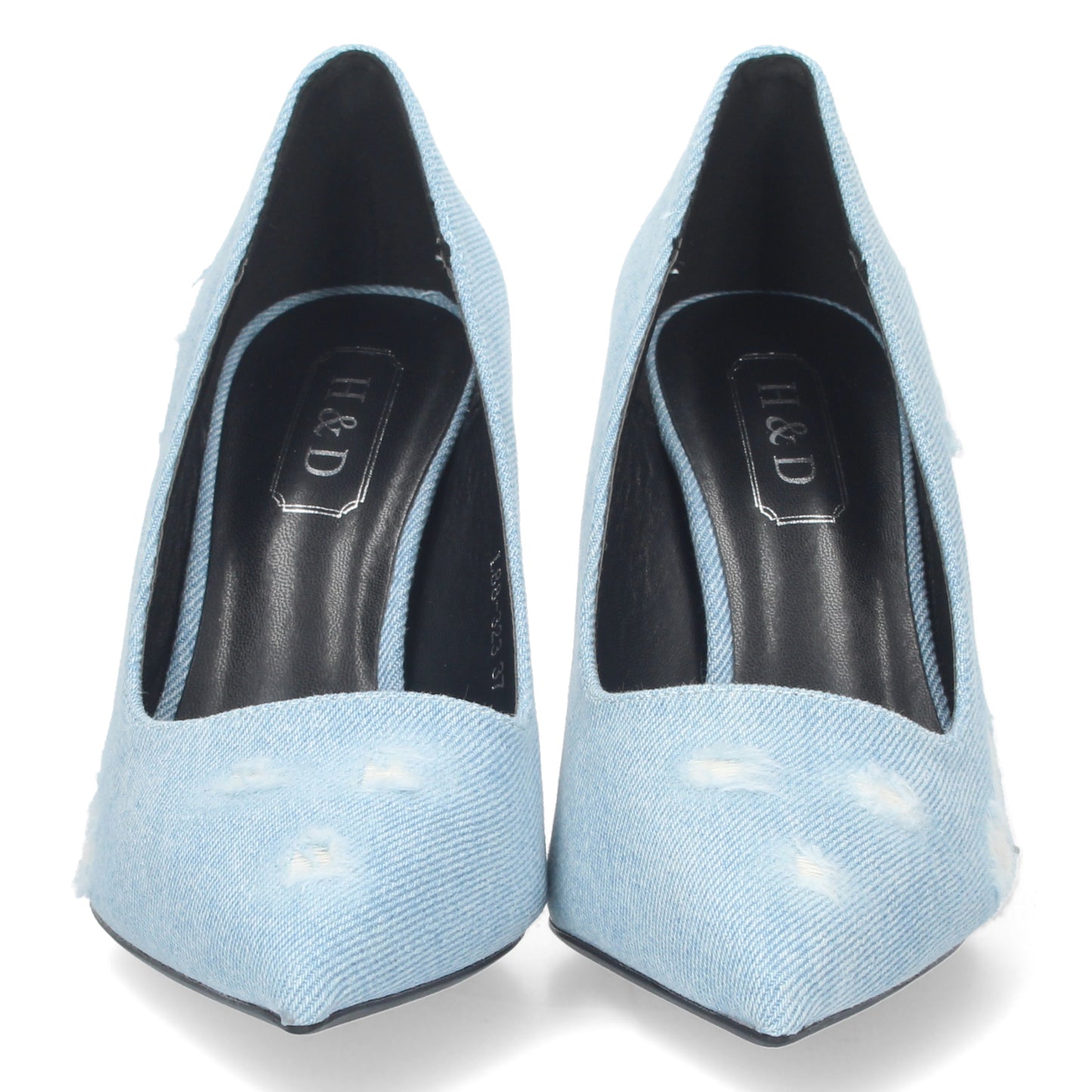 Zapato de Tacón Azul Stilettos para Mujer con Tacón Cómodo de Punta Fina Estampado Roto sin Cierre Ajustado al Pie