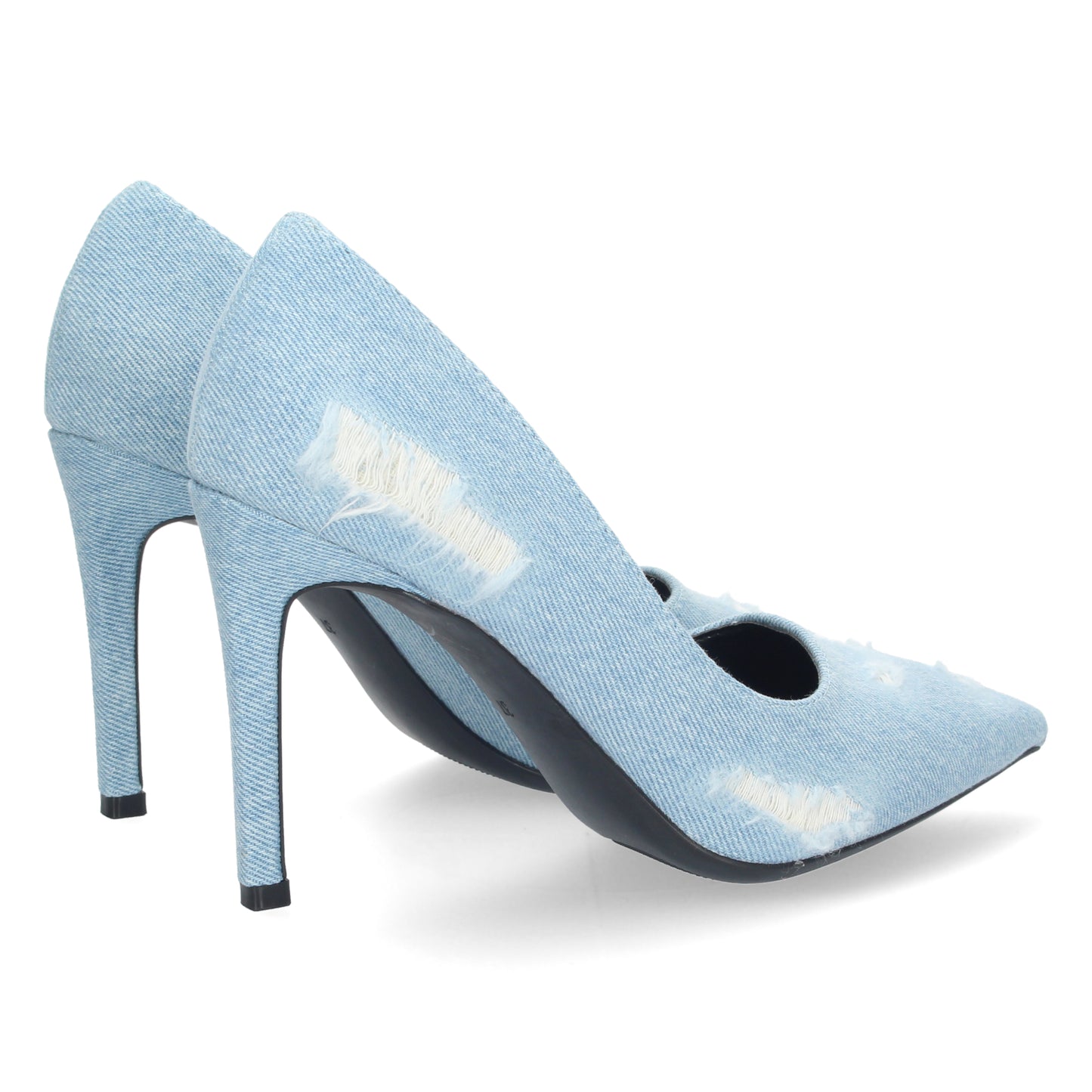 Zapato de Tacón Azul Stilettos para Mujer con Tacón Cómodo de Punta Fina Estampado Roto sin Cierre Ajustado al Pie