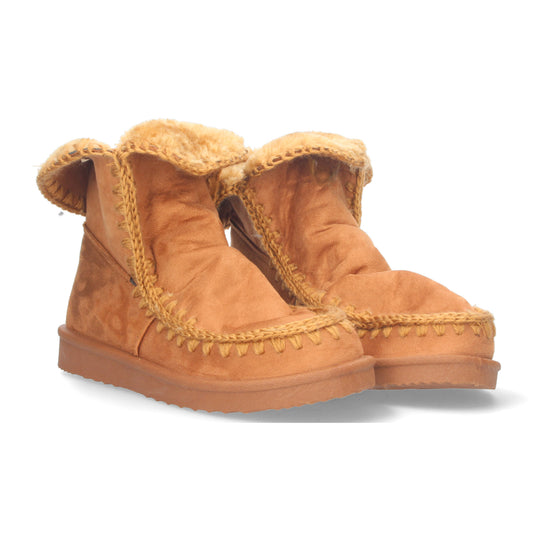 Botín Plano para Mujer Estilo Australiano Material Aterciopelado Forrado de Pelo de Punta Redonda