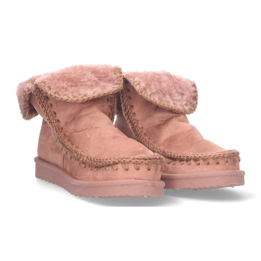 Botín Plano para Mujer Estilo Australiano Material Aterciopelado Forrado de Pelo de Punta Redonda