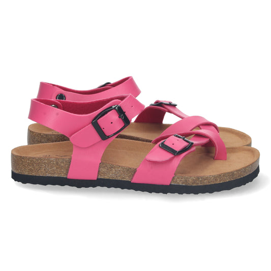Sandalias fucsia, Sandalias planas, sandalias atadas planas, sandalias abiertas con cuña, sandalias tendencia verano 2023, consigue hasta un 20 % de descuento con los cupones de Let’s SecretsM-202-Fucsia