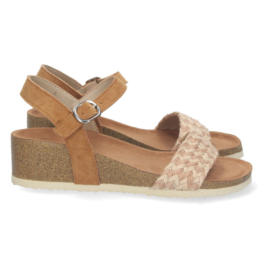 Sandalias planas, sandalias atadas planas, sandalias abiertas con cuña, sandalias tendencia verano 2023, consigue hasta un 20 % de descuento con los cupones de Let’s Secrets M-212-Taupe