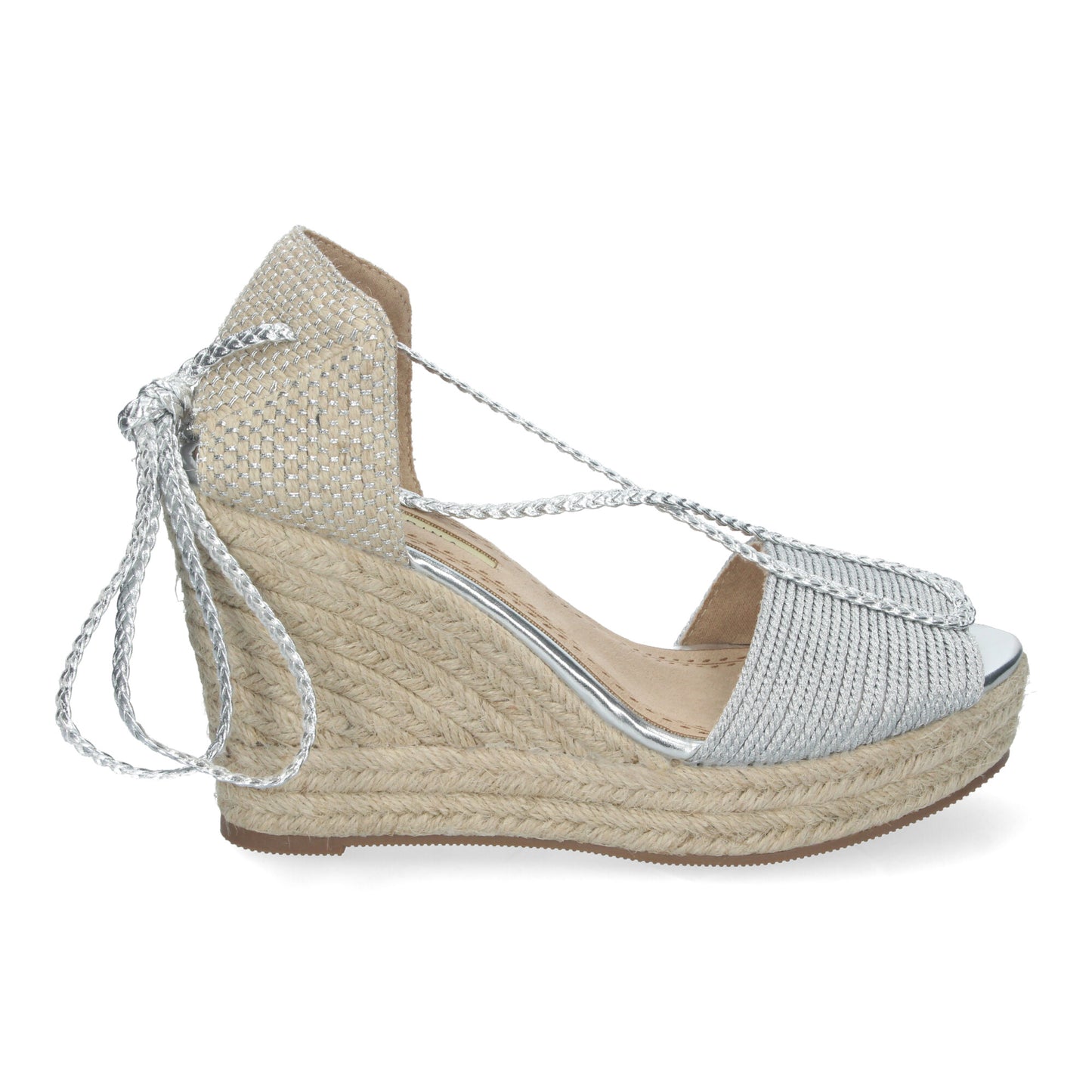 Sandalias de Cuña de Yute para Mujer con Cierre de Cordones y Adornos Brillantes Puntera Abierta Elegantes y Cómodas para Cualquier Ocasión.