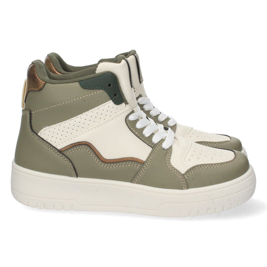 Zapatilla Abotinada para Mujer Moda Casual con Perforado en la Punta y Cierre de Cordones Primavera Verano