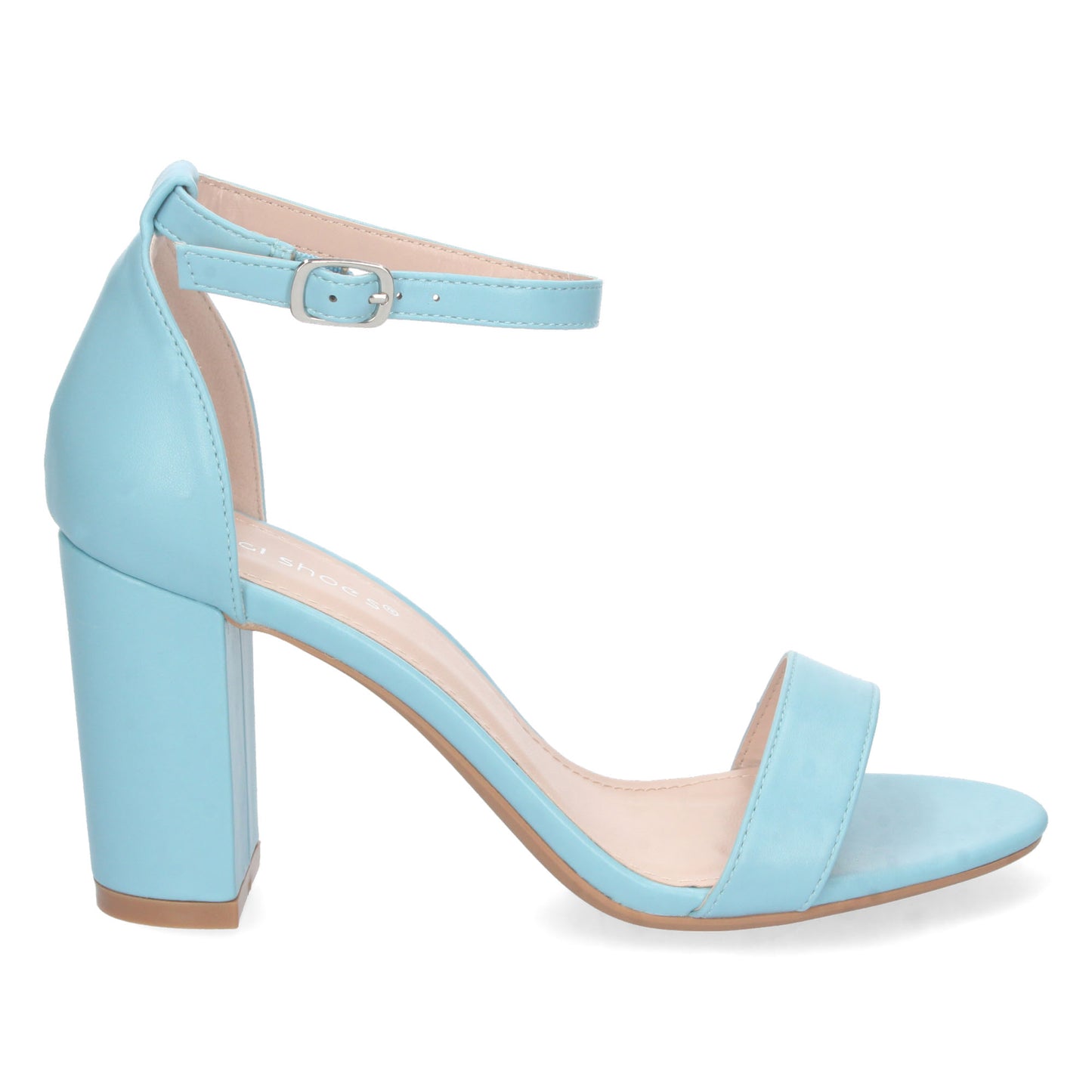 Zapatos de tacón bajo, zapatos de tacón atados al tobillo, zapatos de tacón con pala abierta, descubre los cupones descuento de Let’s Secrets P-6398-Azul