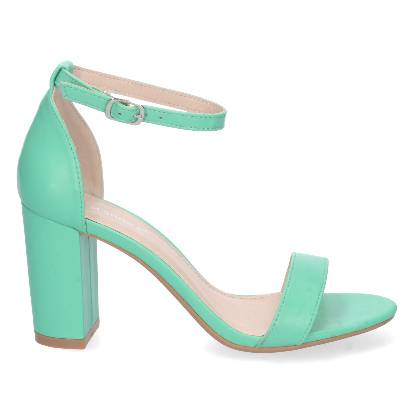 Zapatos de tacón bajo, zapatos de tacón atados al tobillo, zapatos de tacón con pala abierta, descubre los cupones descuento de Let’s Secrets P-6398-Menta