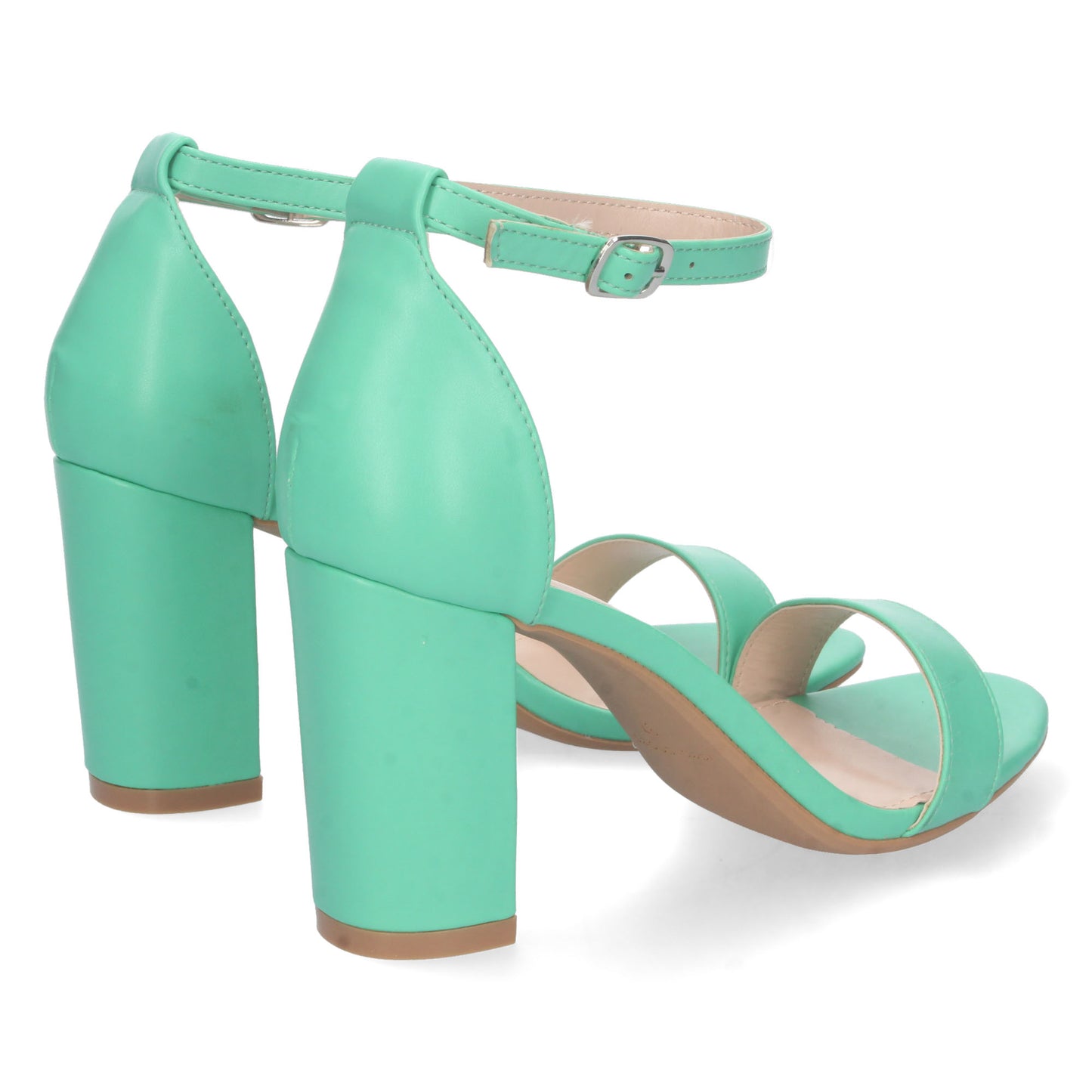 Zapatos de tacón bajo, zapatos de tacón atados al tobillo, zapatos de tacón con pala abierta, descubre los cupones descuento de Let’s Secrets P-6398-Menta