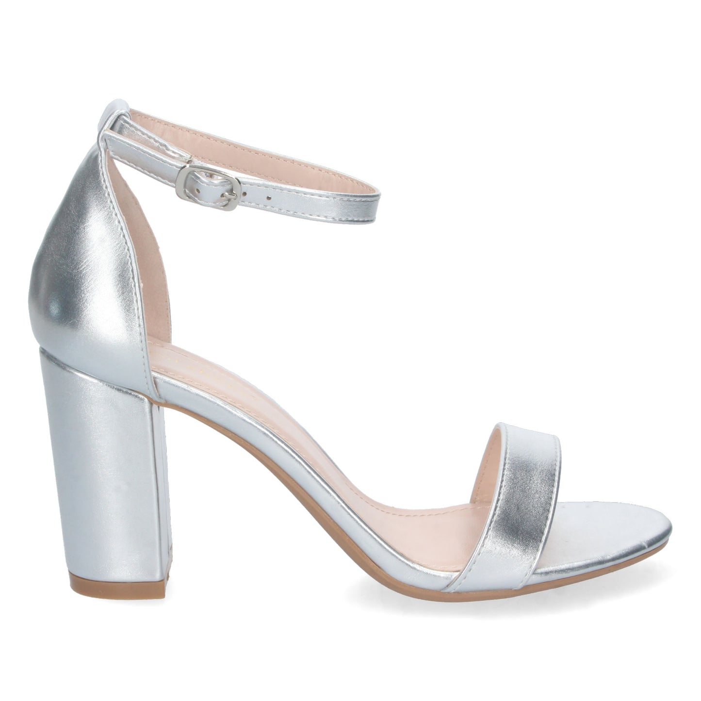 Zapatos de tacón bajo, zapatos de tacón atados al tobillo, zapatos de tacón con pala abierta, descubre los cupones descuento de Let’s Secrets P-6398-Plata