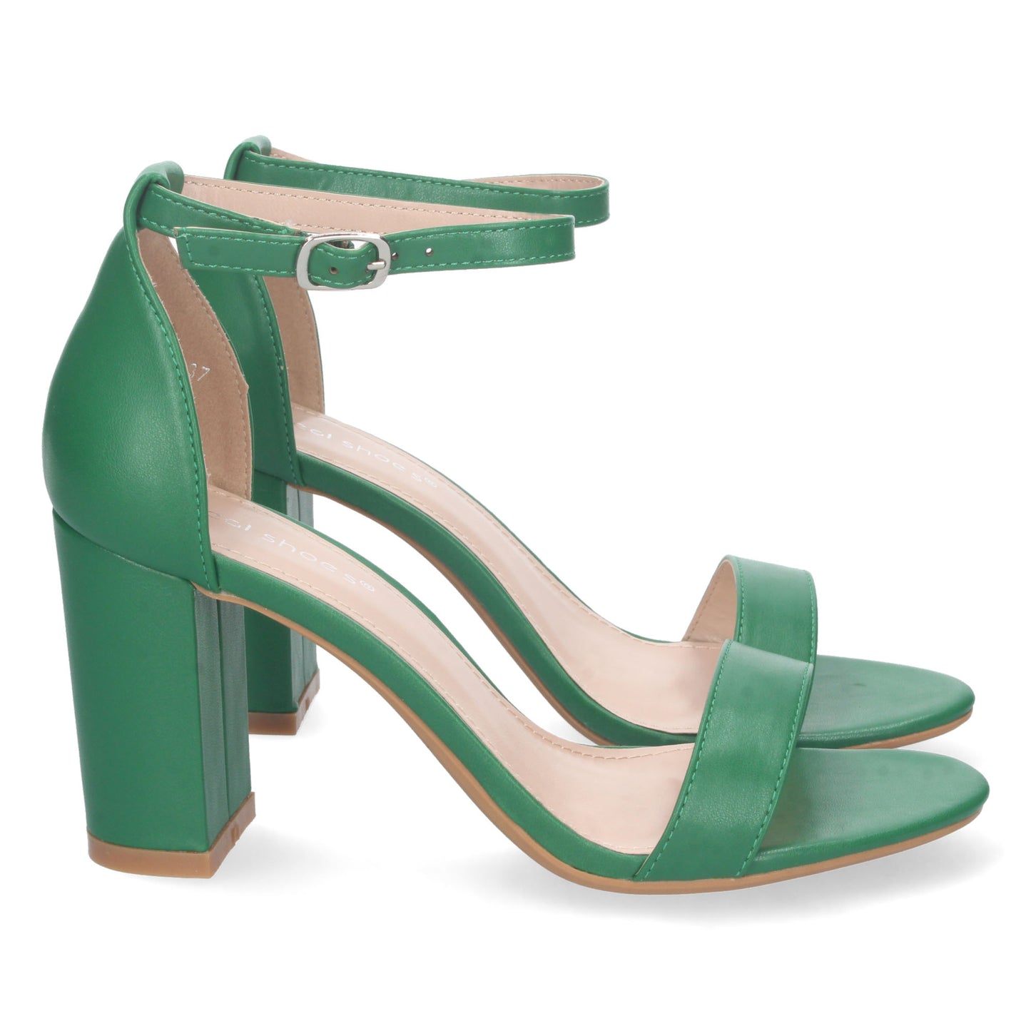Zapatos de tacón bajo, zapatos de tacón atados al tobillo, zapatos de tacón con pala abierta, descubre los cupones descuento de Let’s Secrets P-6398-Verde