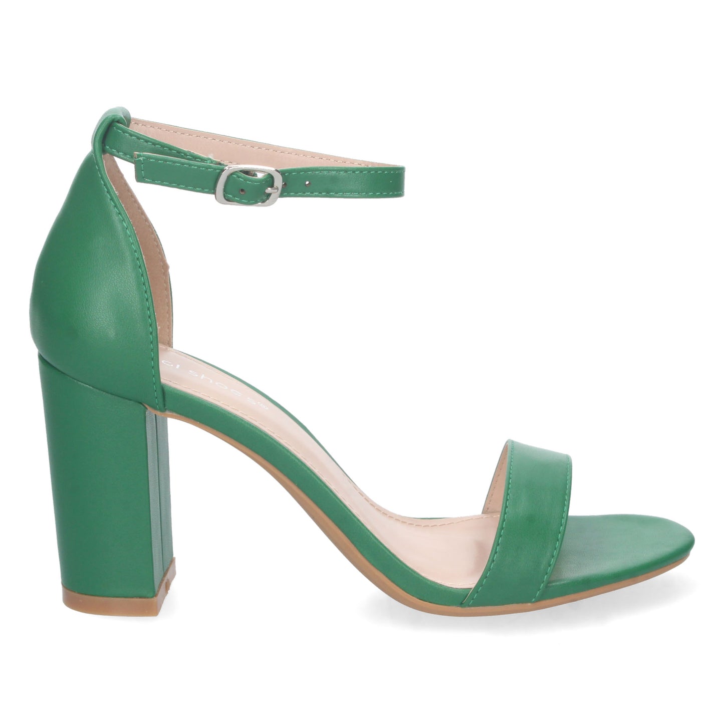 Zapatos de tacón bajo, zapatos de tacón atados al tobillo, zapatos de tacón con pala abierta, descubre los cupones descuento de Let’s Secrets P-6398-Verde