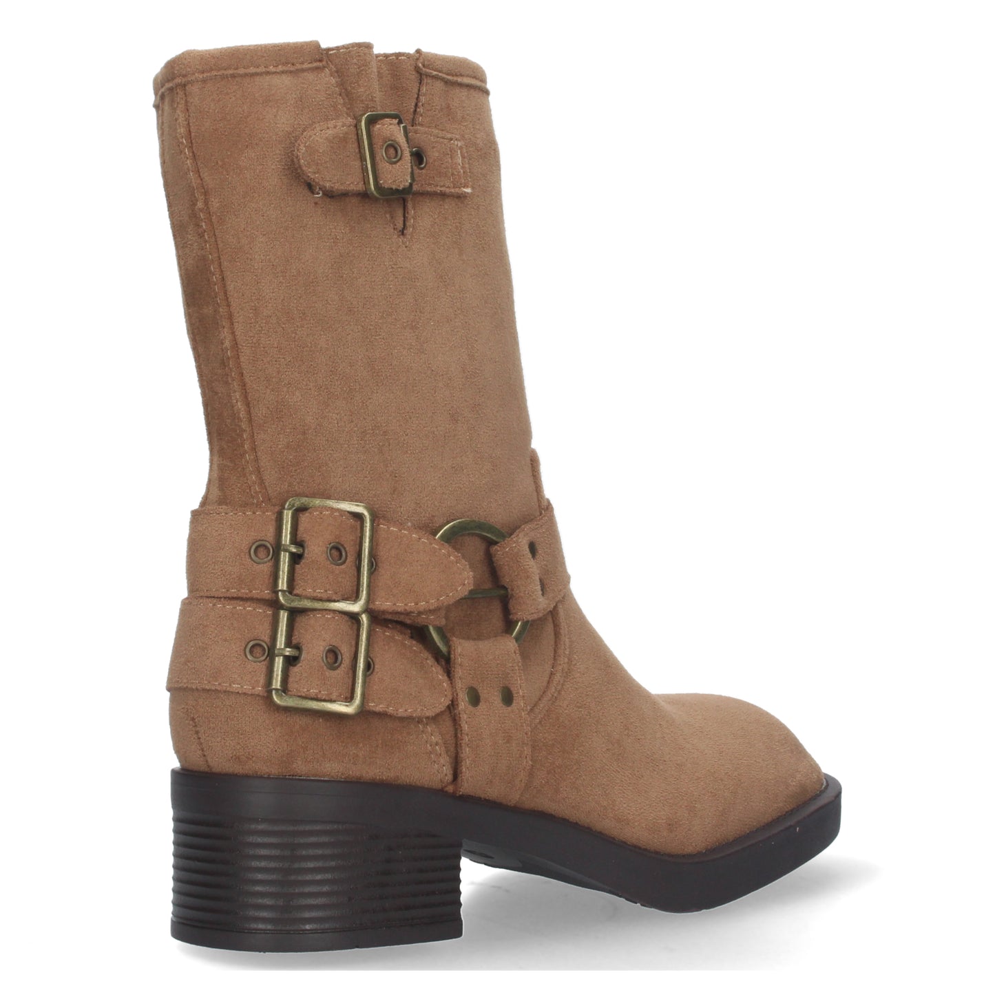 Bota motera para mujer con tacón bajo y cierre de cremallera cómodas para vestir