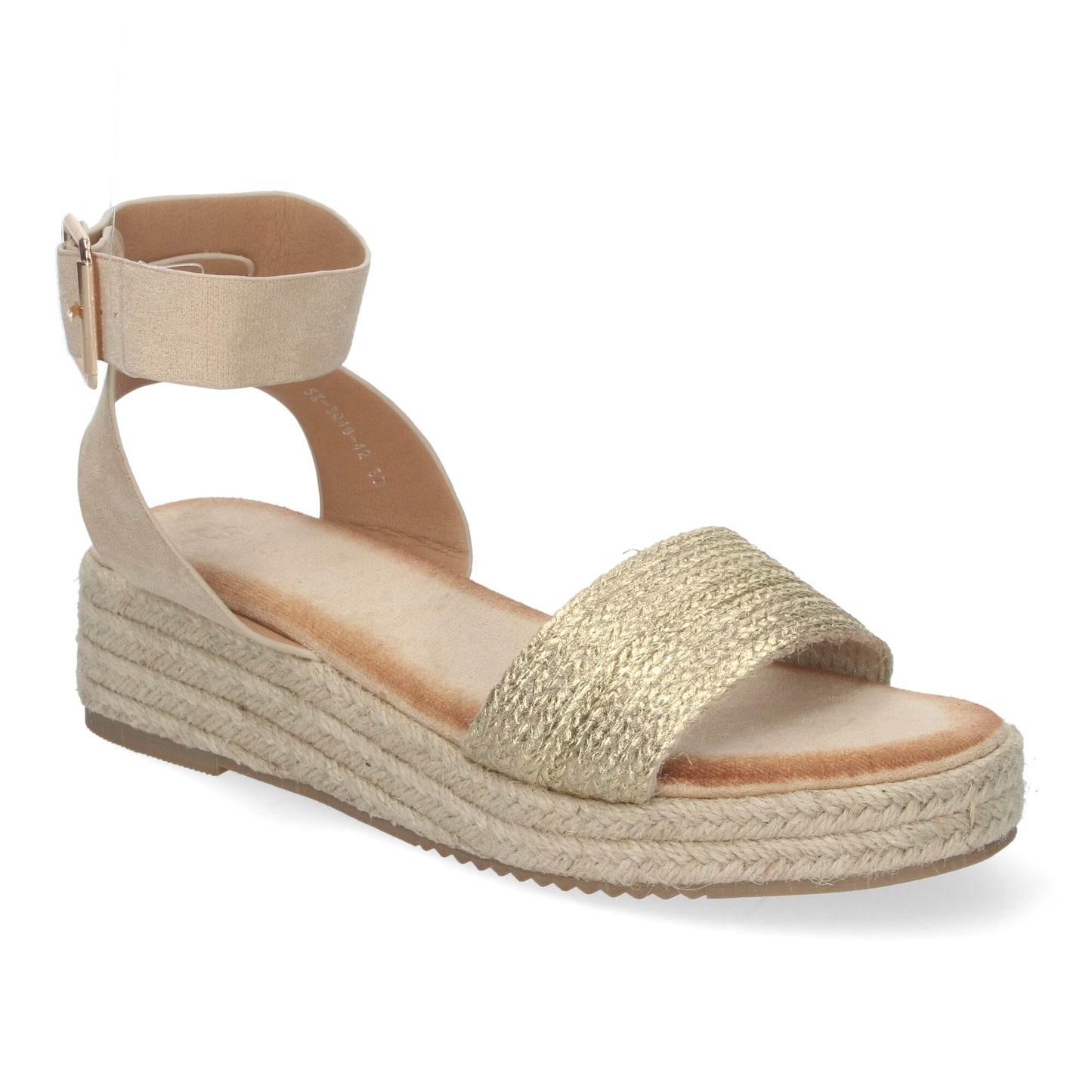Sandalias de Yute para Mujer Elegantes y Cómodas con Tiras Brillantes en la Pala Hebilla Ajustable al Tobillo Perfectas para cualquier Ocasión.