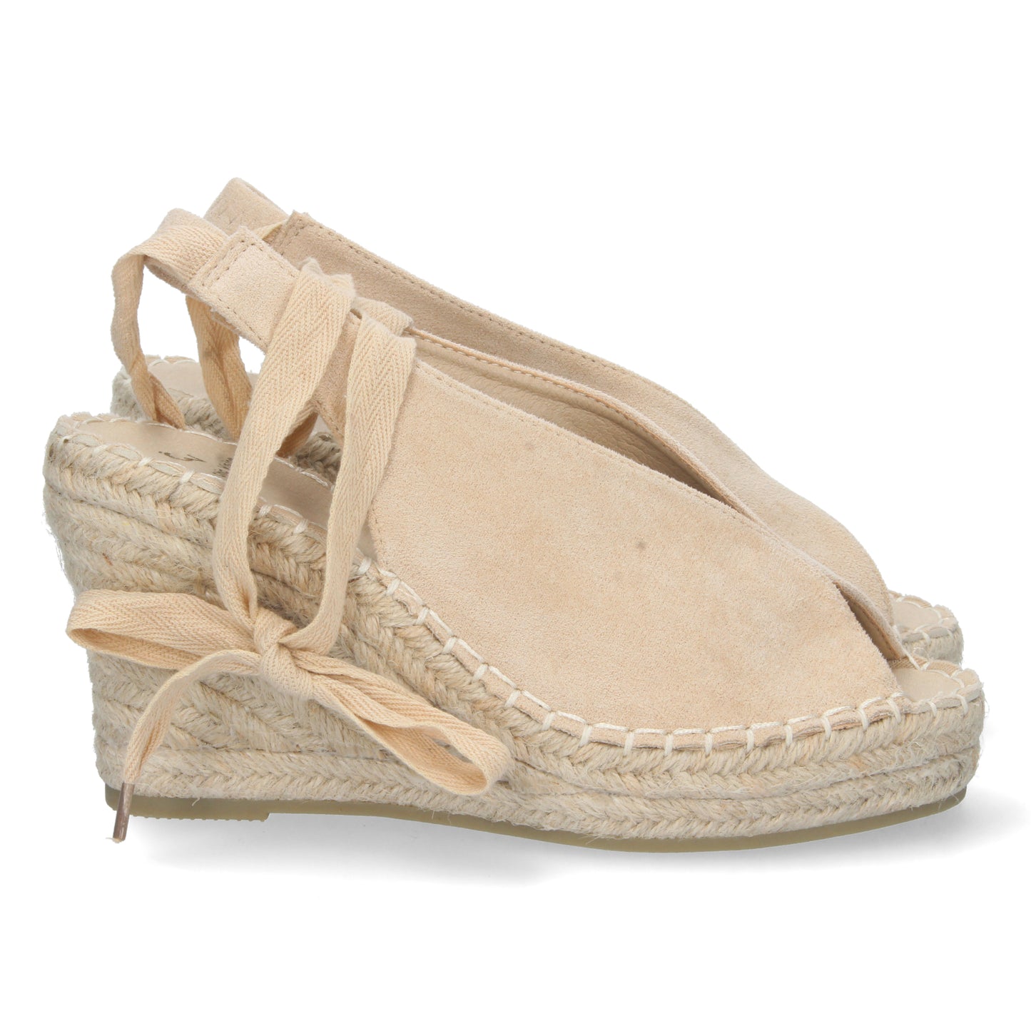 Sandalia de Cuña para Mujer Cómoda Forrada de Yute con Talón y Empeine Abierto Cierre de Cordones Primavera Verano