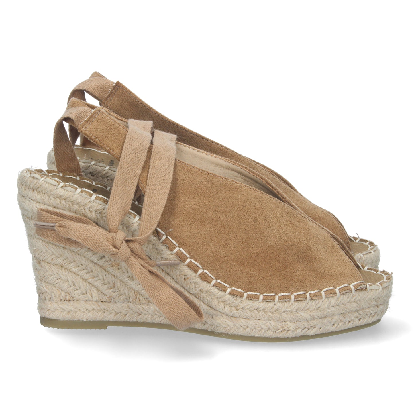 Sandalia de Cuña para Mujer Cómoda Forrada de Yute con Talón y Empeine Abierto Cierre de Cordones Primavera Verano