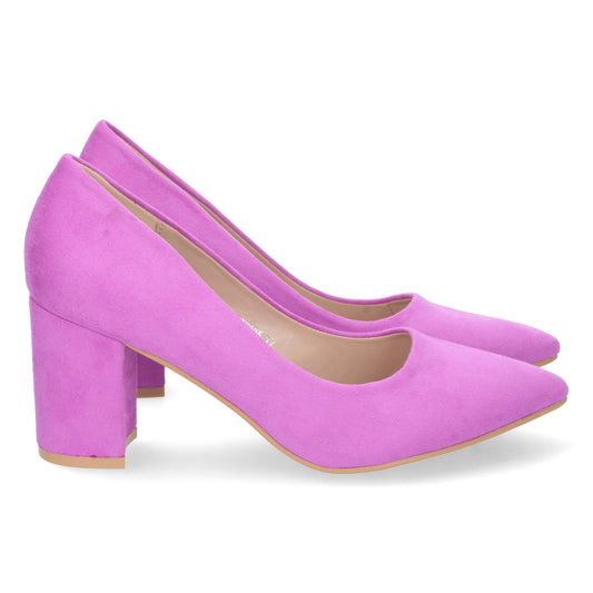 Zapatos de tacón bajo color lila, zapatos morados de mujer, zapatos de tacón color morados