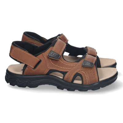 Sandalia Plana de Hombre Cómoda Abierta con Planta de Piel y Cierres de Velcro Primavera Verano