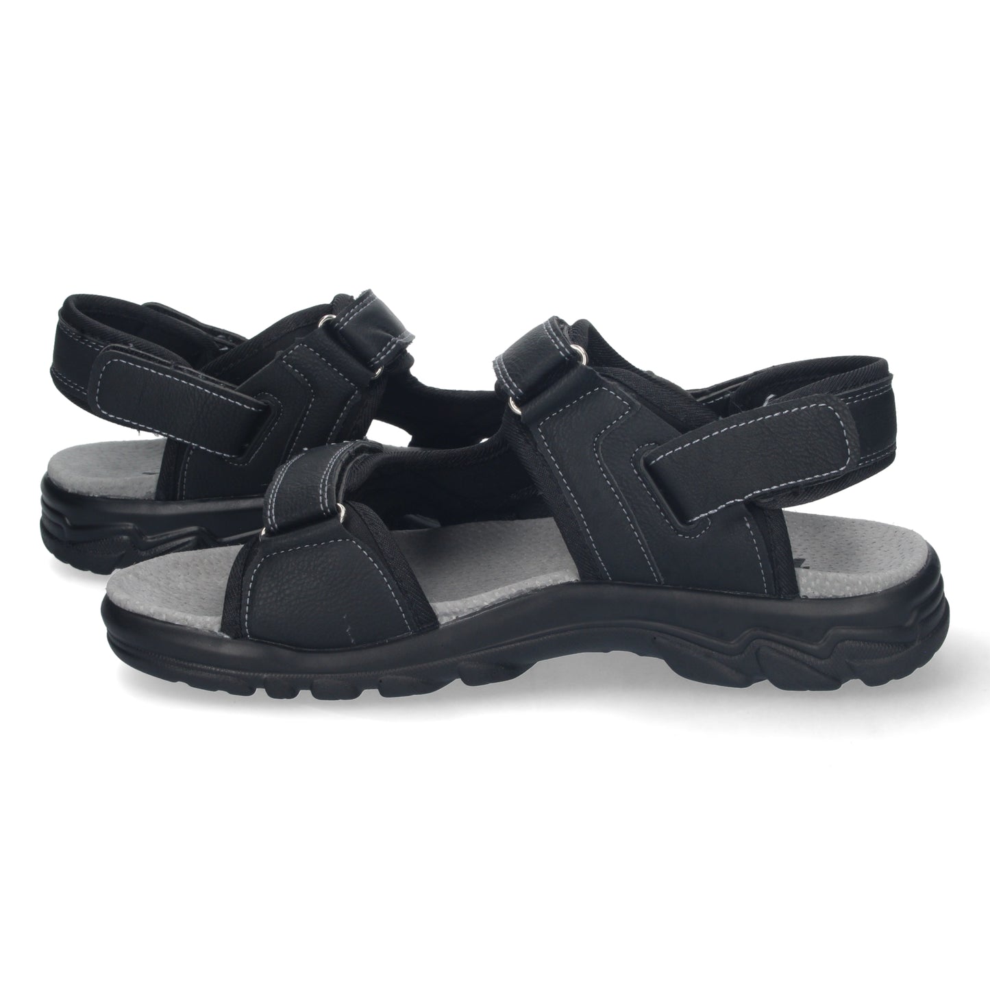 Sandalia Plana de Hombre Cómoda Abierta con Planta de Piel y Cierres de Velcro Primavera Verano