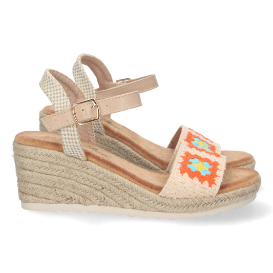 Sandalias de cuña, alpargatas de cuña, sandalias esparteras, sandalias tendencia verano 2023, consigue hasta un 20 % de descuento con los cupones de Let’s Secrets WH-3P7052-Naranja