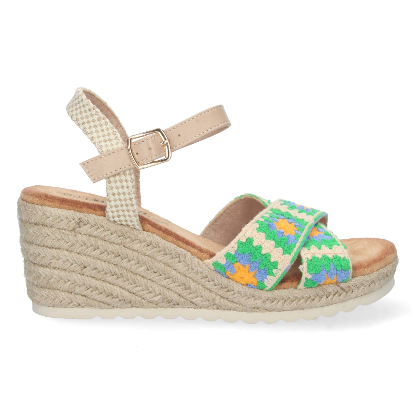 Sandalias de cuña, alpargatas de cuña, sandalias esparteras, sandalias tendencia verano 2023, descubre los cupones descuento de Let’s Secrets WH-3P7056-Verde