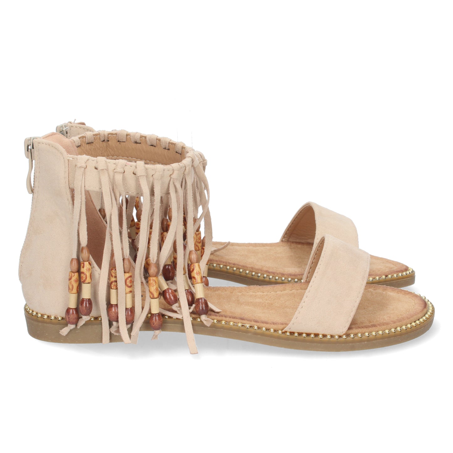 Sandalias planas, sandalias atadas planas, sandalias abiertas, alpargatas planas, esparteras planas sandalias tendencia verano 2023, descubre los cupones descuentos de Let’s Secrets WH-68-Beige