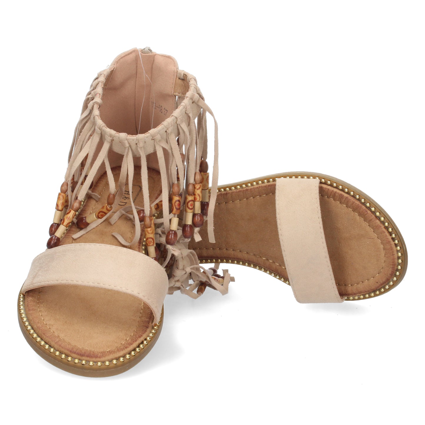 Sandalias planas, sandalias atadas planas, sandalias abiertas, alpargatas planas, esparteras planas sandalias tendencia verano 2023, descubre los cupones descuentos de Let’s Secrets WH-68-Beige