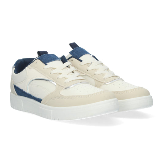 Zapatillas Deportivas Casual de mujer con Detalles de diferentes materiales cierre de cordones Perfectas para el Día a Día.