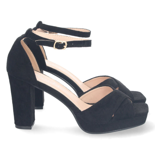 Sandalia de Tacón para Mujer Cómoda Estilo Ankle Strap con Palas Cruzadas y Cierre de Hebilla Primavera Verano