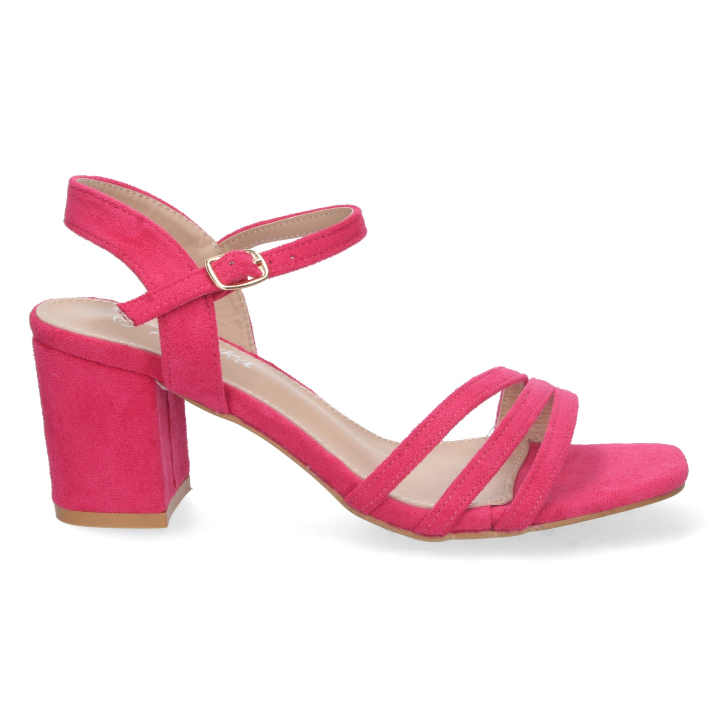 Zapatos de tacón bajo, zapatos de tacón atados al tobillo, zapatos de tacón con pala abierta, descubre los cupones descuento de Let’s Secrets YG621-Fucsia
