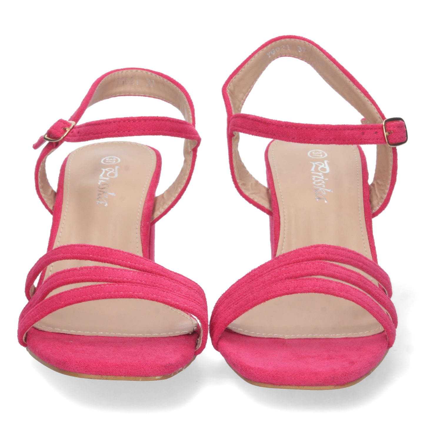 Zapatos de tacón bajo, zapatos de tacón atados al tobillo, zapatos de tacón con pala abierta, descubre los cupones descuento de Let’s Secrets YG621-Fucsia