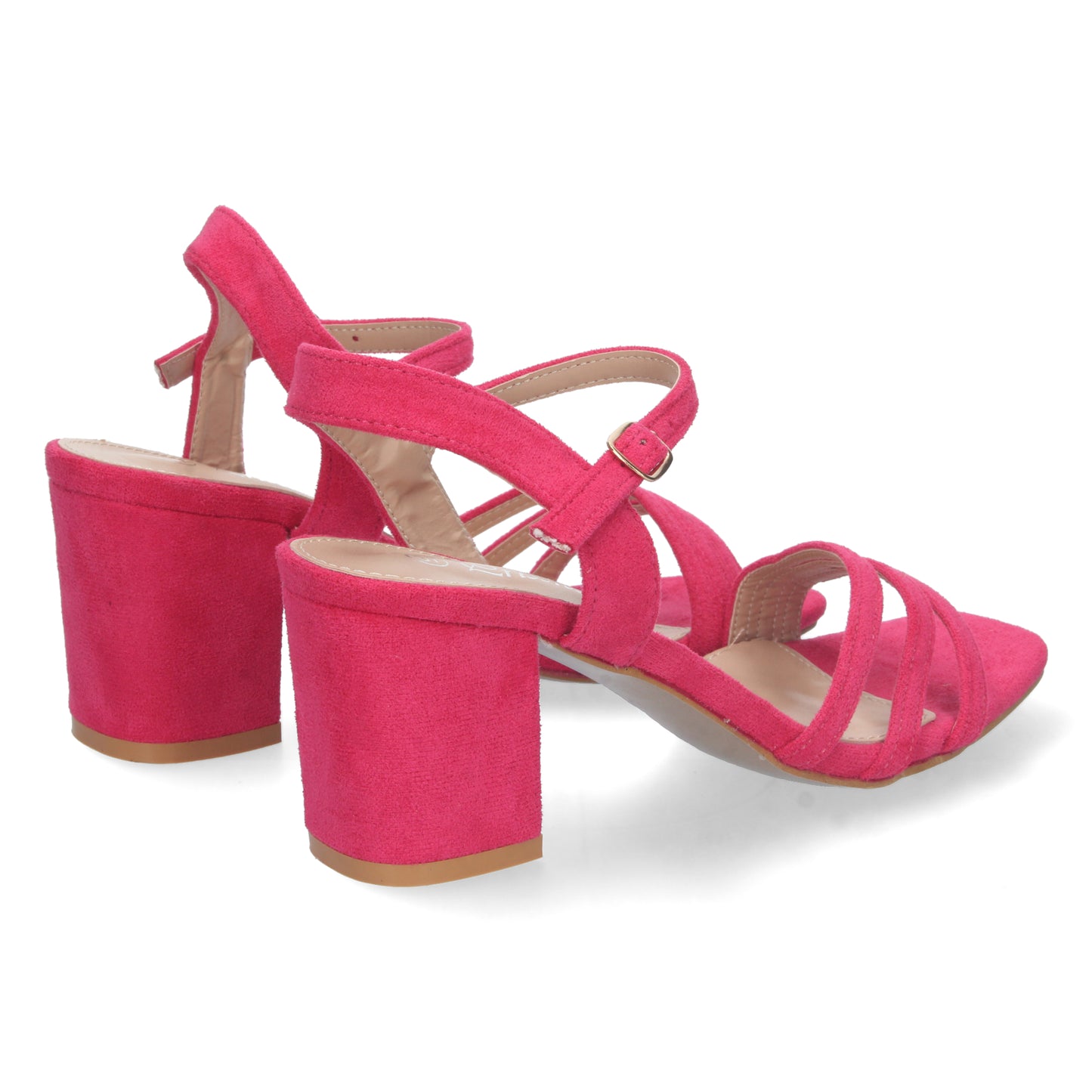 Zapatos de tacón bajo, zapatos de tacón atados al tobillo, zapatos de tacón con pala abierta, descubre los cupones descuento de Let’s Secrets YG621-Fucsia