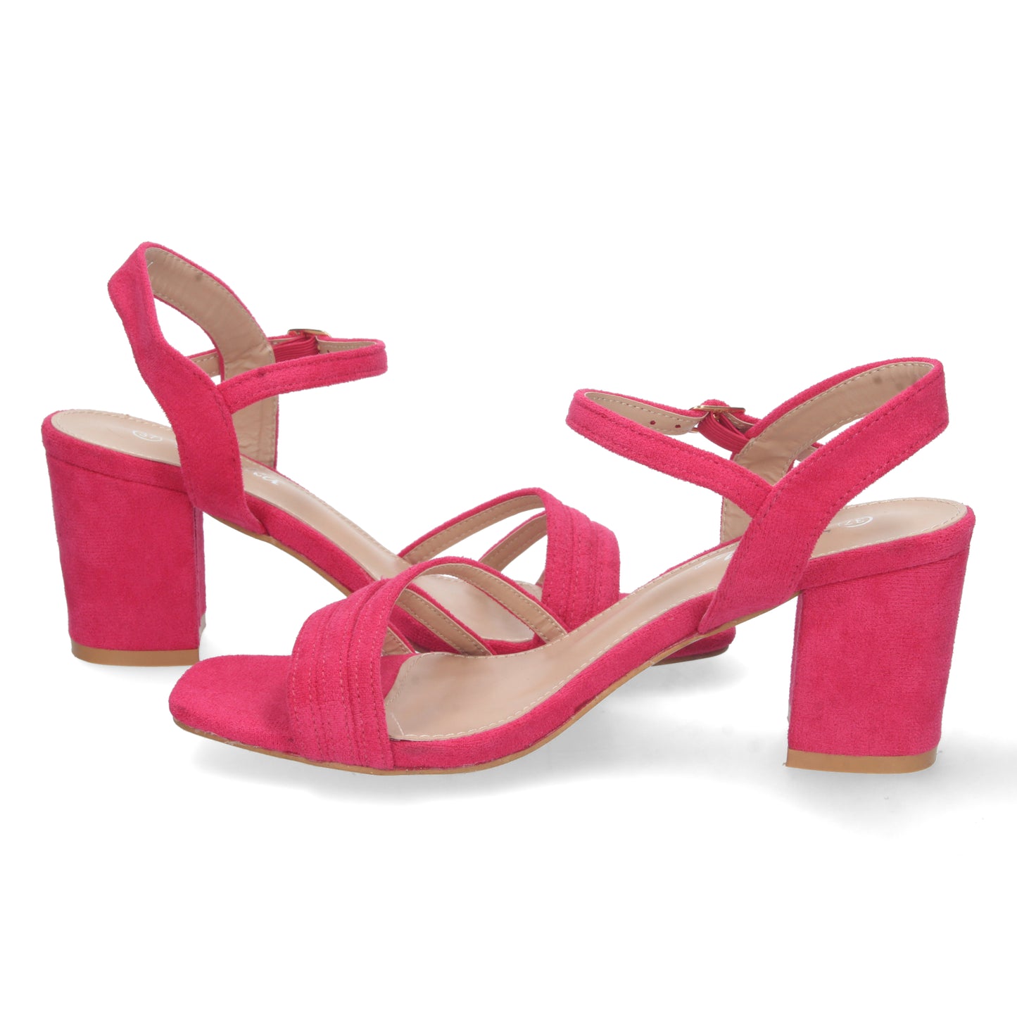 Zapatos de tacón bajo, zapatos de tacón atados al tobillo, zapatos de tacón con pala abierta, descubre los cupones descuento de Let’s Secrets YG621-Fucsia