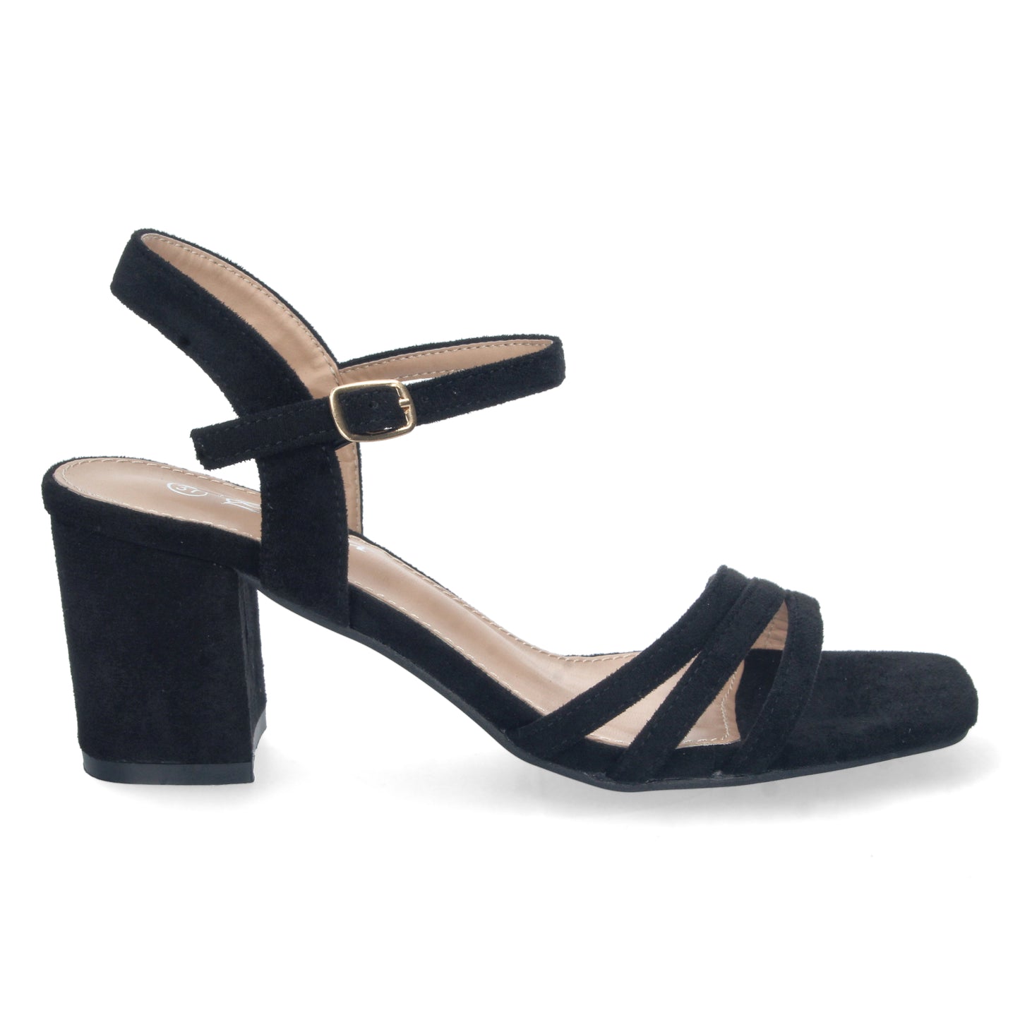 Zapatos de tacón bajo, zapatos de tacón atados al tobillo, zapatos de tacón con pala abierta, descubre los cupones descuento de Let’s Secrets YG621-Negro