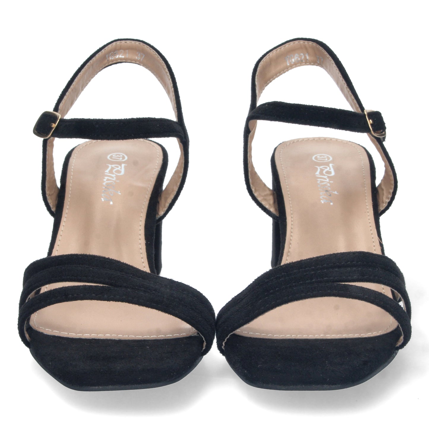 Zapatos de tacón bajo, zapatos de tacón atados al tobillo, zapatos de tacón con pala abierta, descubre los cupones descuento de Let’s Secrets YG621-Negro