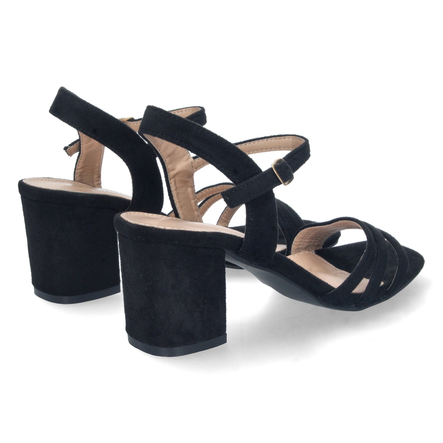 Zapatos de tacón bajo, zapatos de tacón atados al tobillo, zapatos de tacón con pala abierta, descubre los cupones descuento de Let’s Secrets YG621-Negro