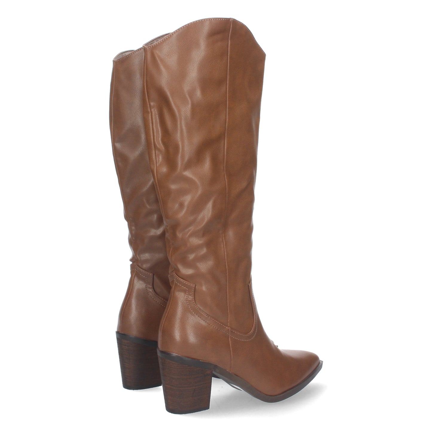 Bota campera lisa con caña arrugada polipiel punta fina con cierre de cremallera