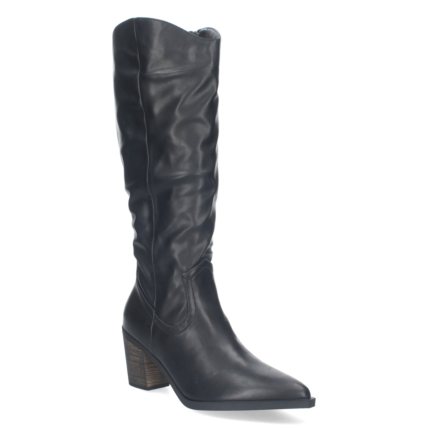 Bota campera lisa con caña arrugada polipiel punta fina con cierre de cremallera