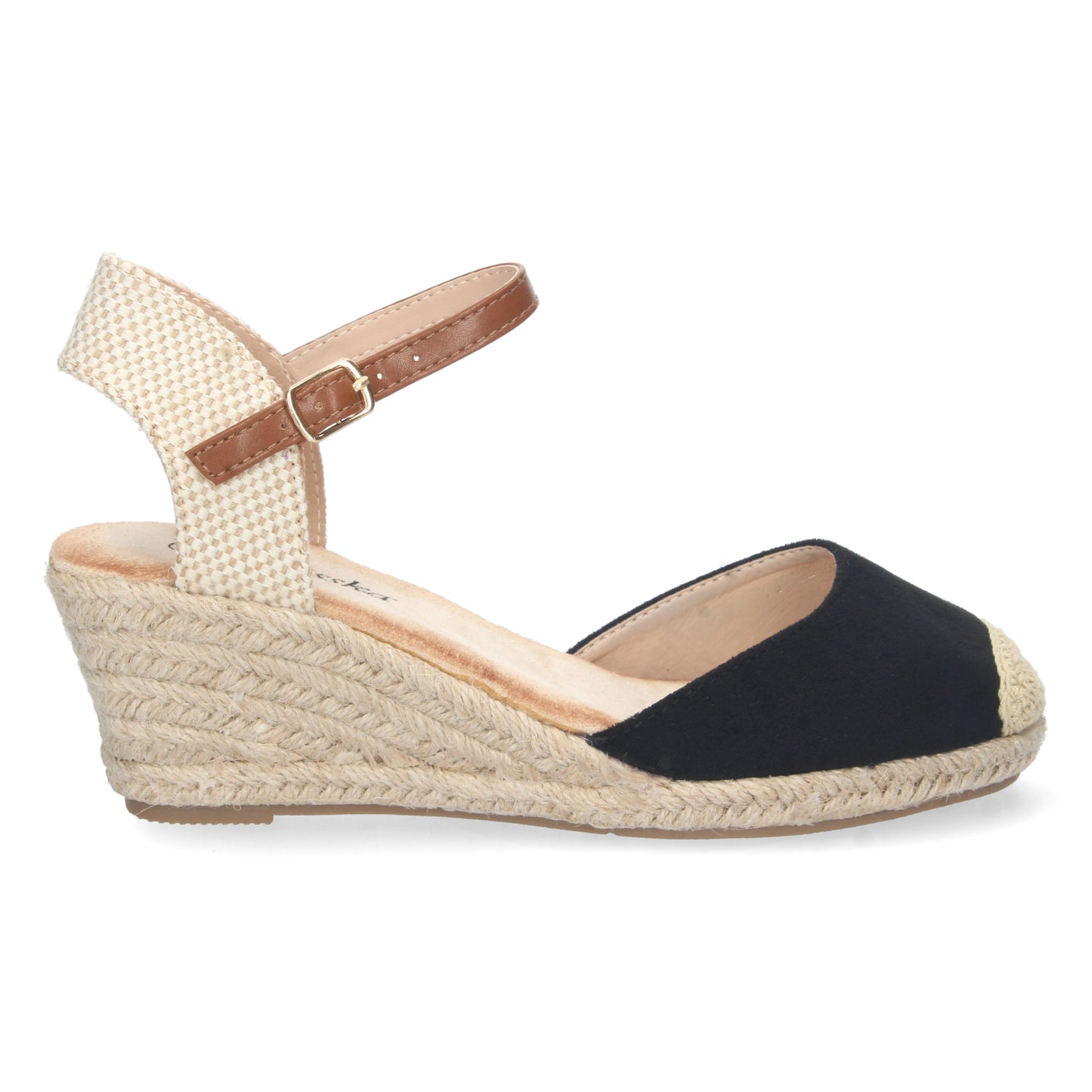 Alpargatas con cuña para mujer, sandalias de mujer tipo alpargatas, alpargatas negras con cuña, de Let's Secrets YJ622-Negro